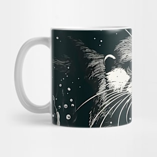 Monochromatic Outline Otter Swimming in Water Mug